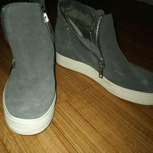 Steve Madden Gray Suede Zip Hidden Wedge Ankle Fashion Boots Bootie 9m